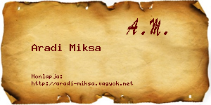 Aradi Miksa névjegykártya